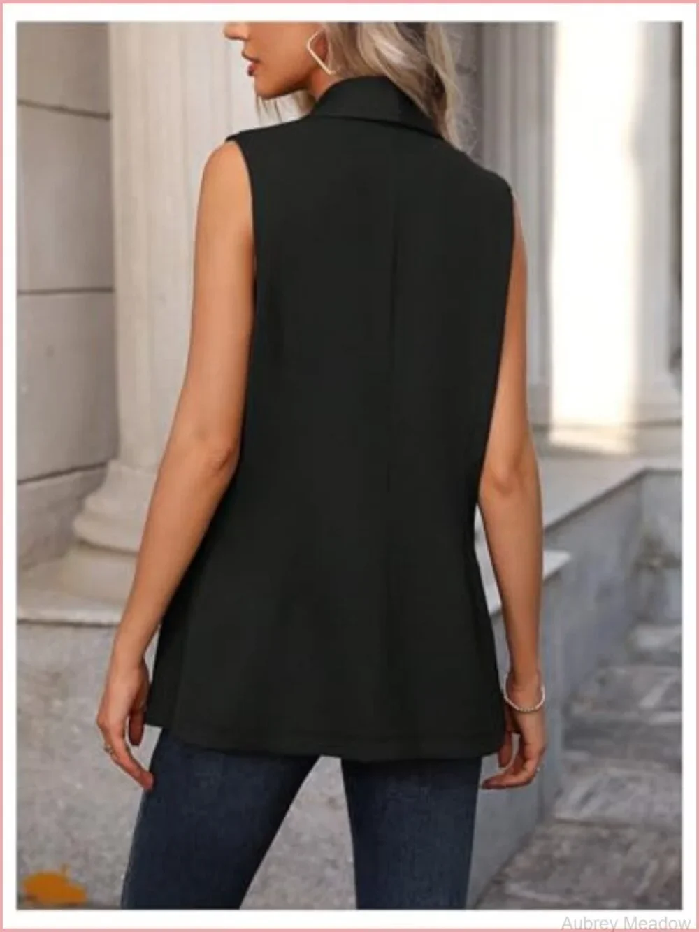 Sleeveless Blazer Vest Open Front Lightweight Work Office Long Outerwear Trendy